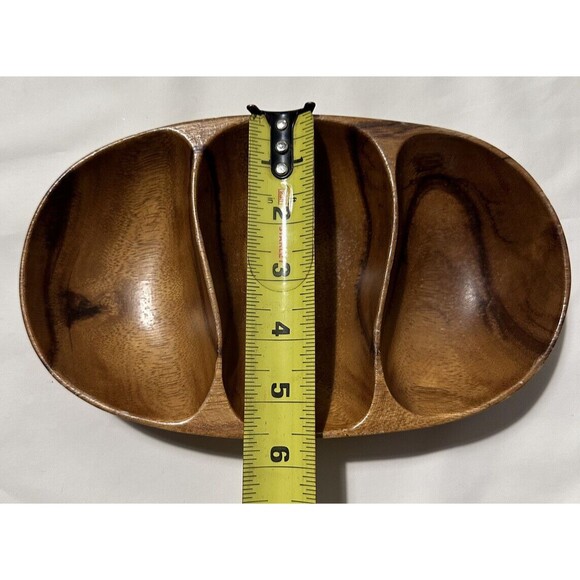 Waikiki Woods 3 Section Tray Monkey Pod Wood Made In Hawaii Vintage Retro Rare! - Picture 7 of 9